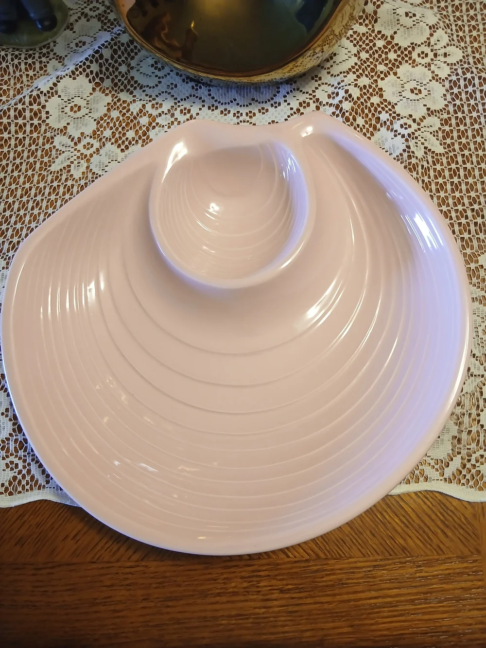 Pastel Pink Ceramic Clam Shell Serving Platter